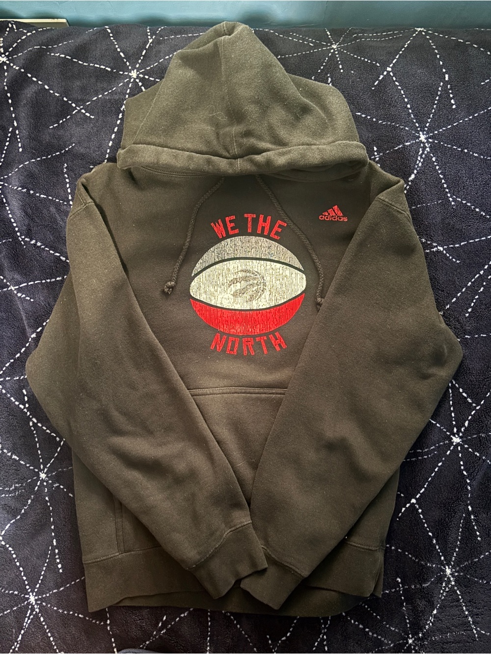 adidas Olive Green Hoodie with Red & Cream 'We The North' Graphic